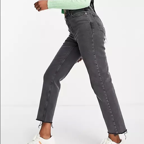 ASOS New Look Straight Leg Cropped Jeans in Grey/Black Size 8 - Picture 6 of 7